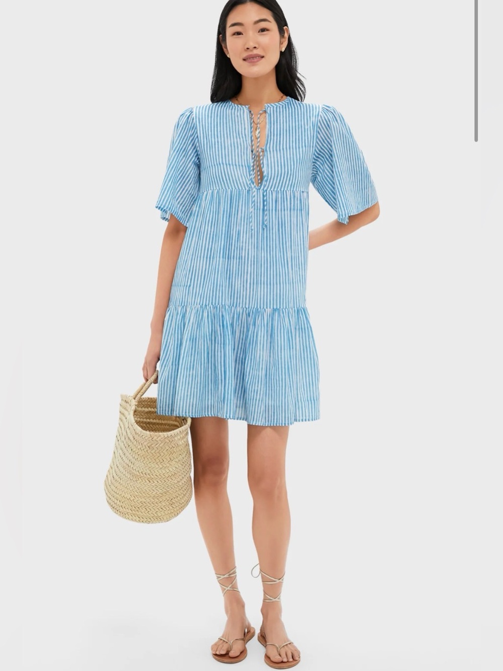 Love Tomas by Emerson Fry Sunday Stripe Bluesy Organic Isla Dress NWT M/L